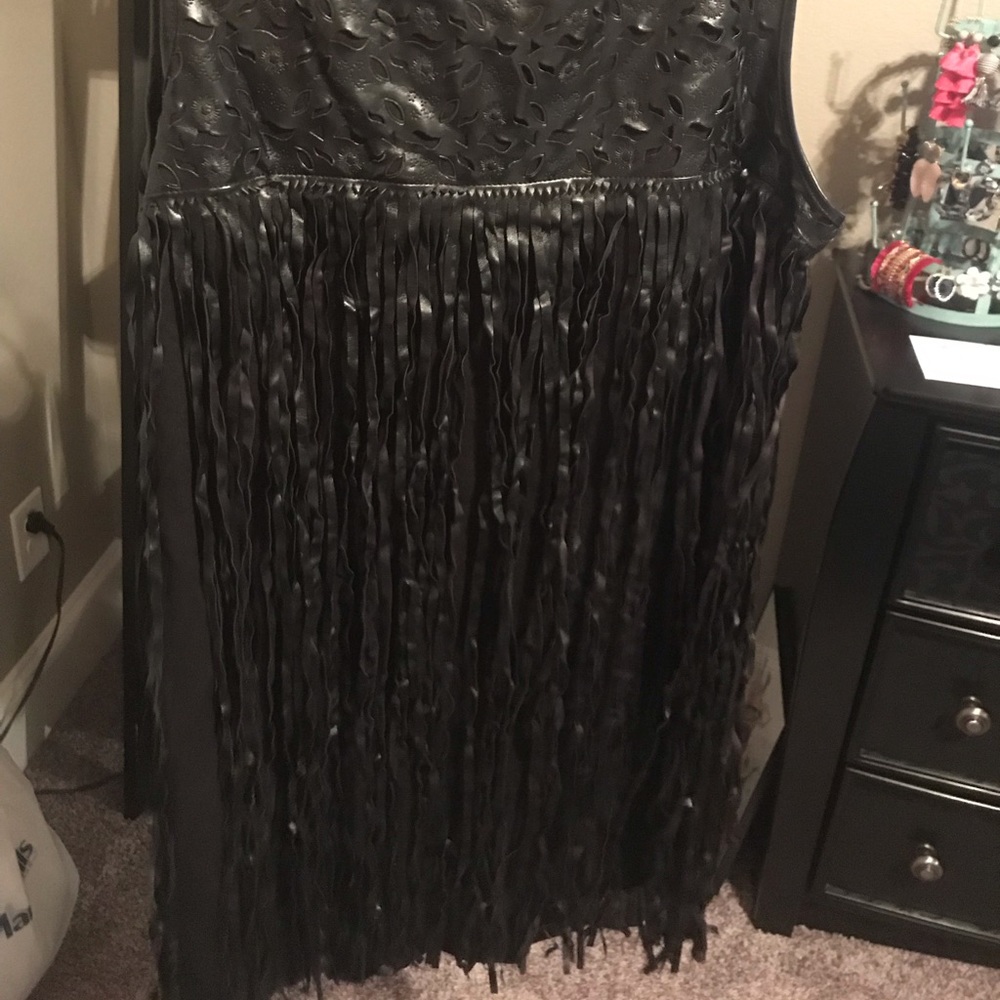 Black Fringe Dress - Large